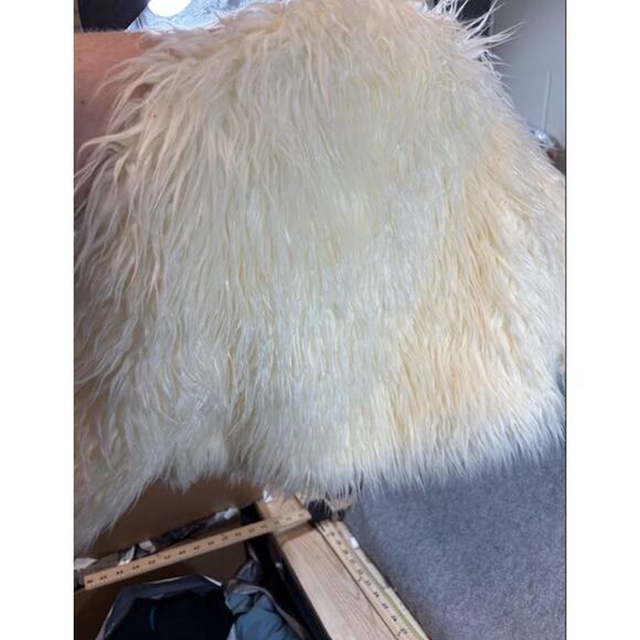 Donna Salyers Fabulous Furs Shaggy Jacket Womens L Ivory Crop Bolero Glam Boho - Picture 2 of 7